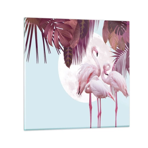 Quadro em vidro - Três graças de pássaros - 70x70 cm