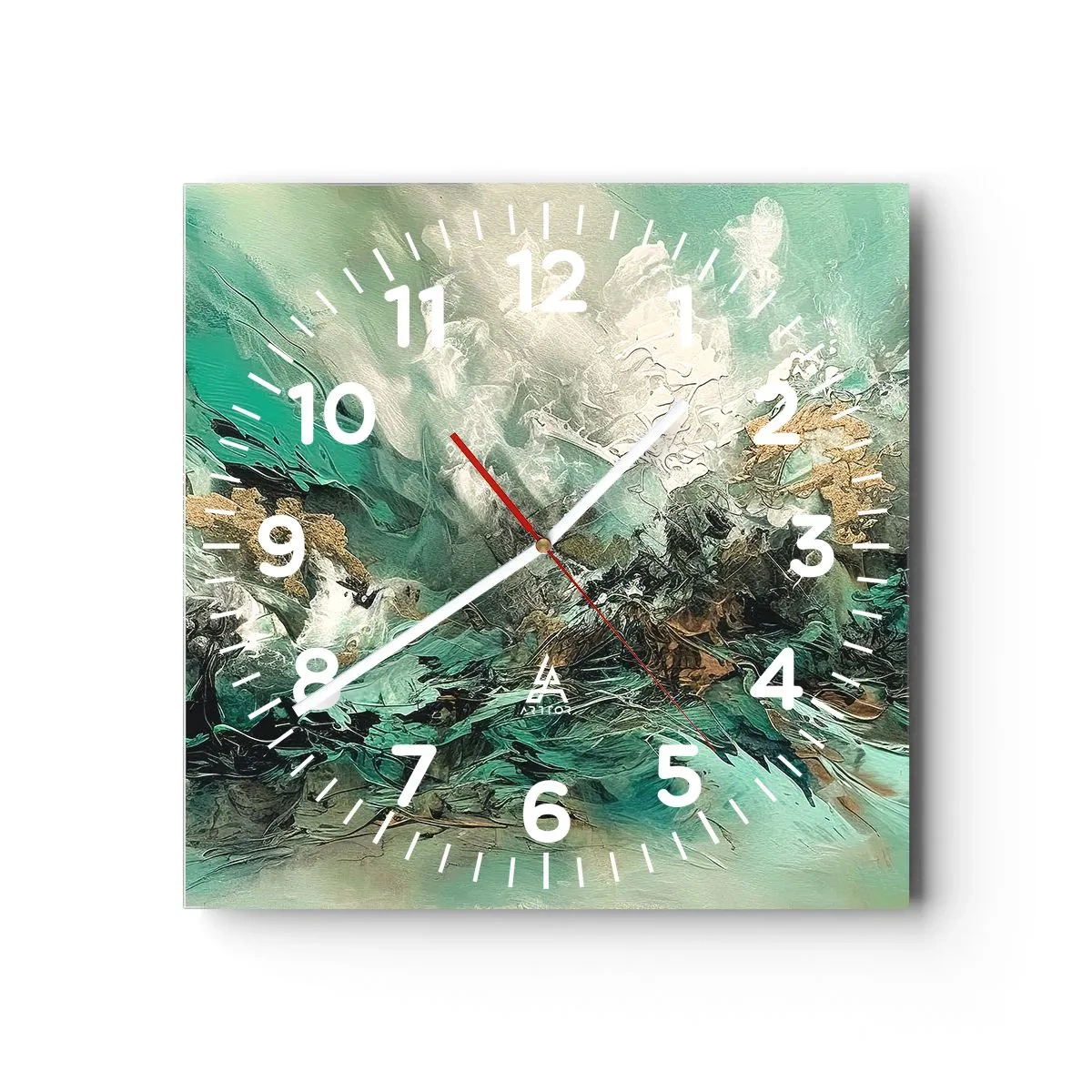 Relógio de parede - Relógio em vidro - Surf esmeralda e preto - 30x30 cm