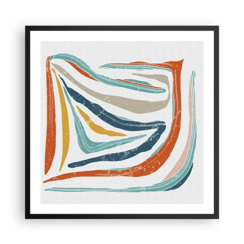 Pôster com moldura preta - Abstração com um sorriso amigável - 60x60 cm