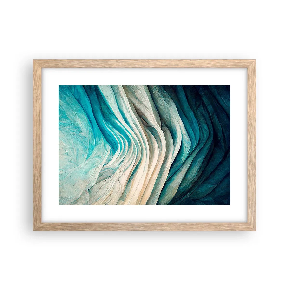 Pôster com moldura de carvalho claro - Insaciabilidade azul - 40x30 cm