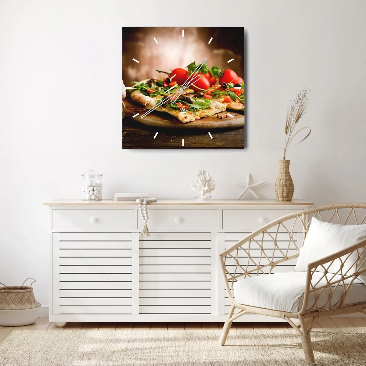 Relógio de parede - Relógio em vidro - Direto do forno e do jardim - 40x40 cm