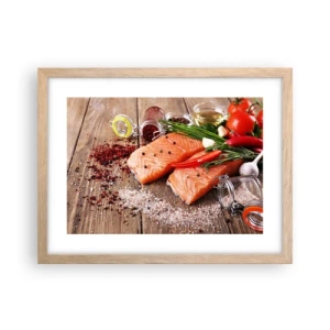 Pôster com moldura de carvalho claro - Aventura norueguesa na cozinha - 40x30 cm