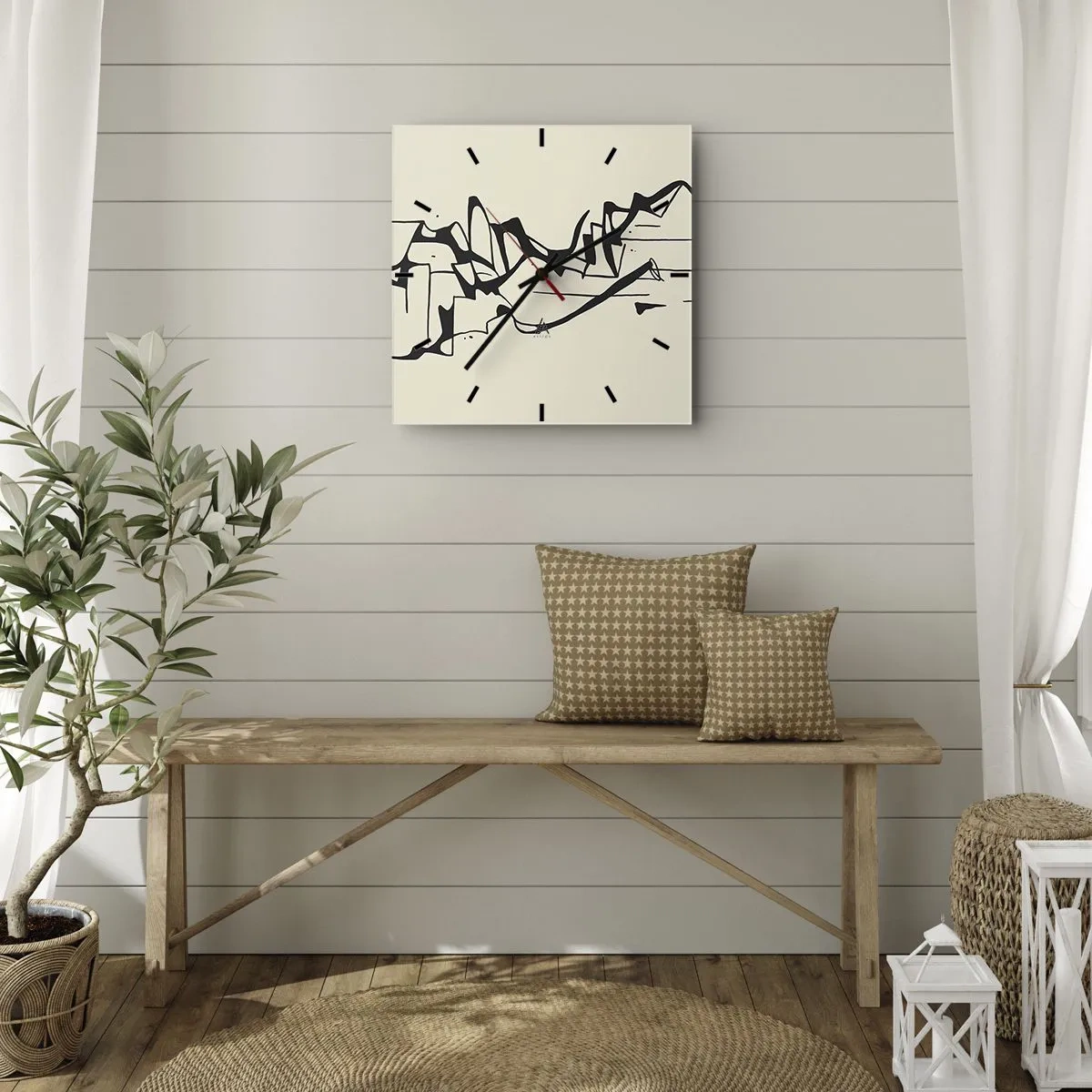 Relógio de parede - Relógio em vidro - Talvez uma paisagem - 30x30 cm