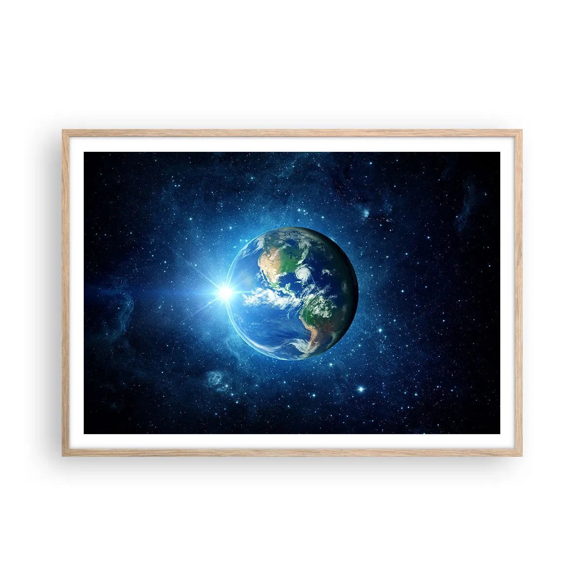 Pôster com moldura de carvalho claro - Estamos no céu - 100x70 cm