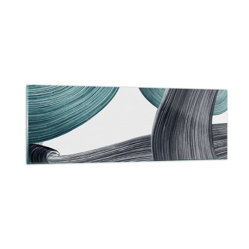 Quadro em vidro - Trilhas esmeralda e preta - 90x30 cm