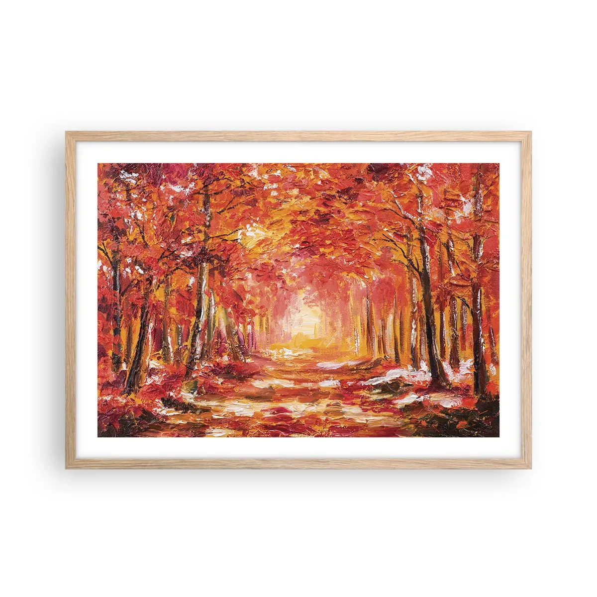 Pôster com moldura de carvalho claro - Floresta de cobre - 70x50 cm