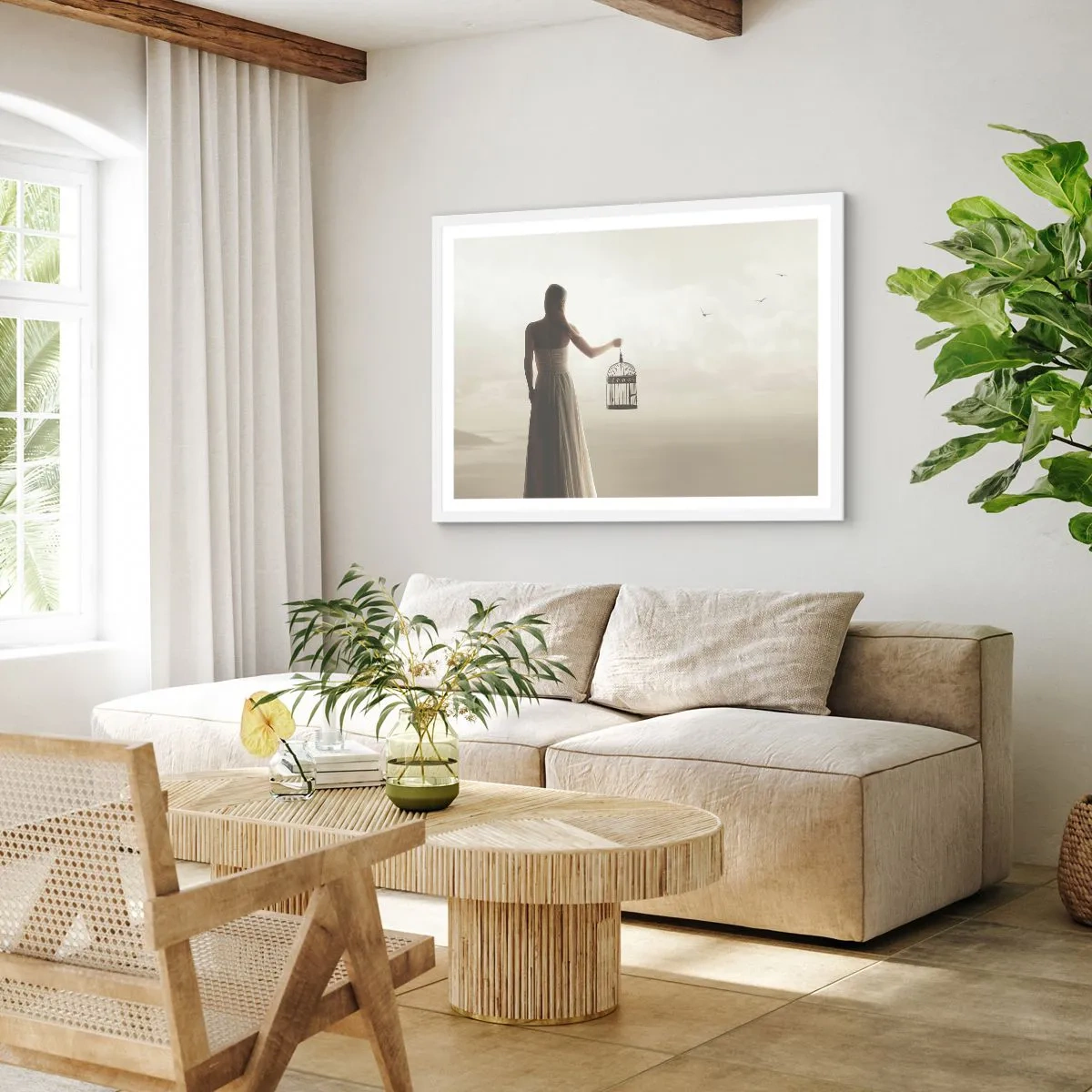 Pôster em moldura branca - Seja livre - 40x30 cm