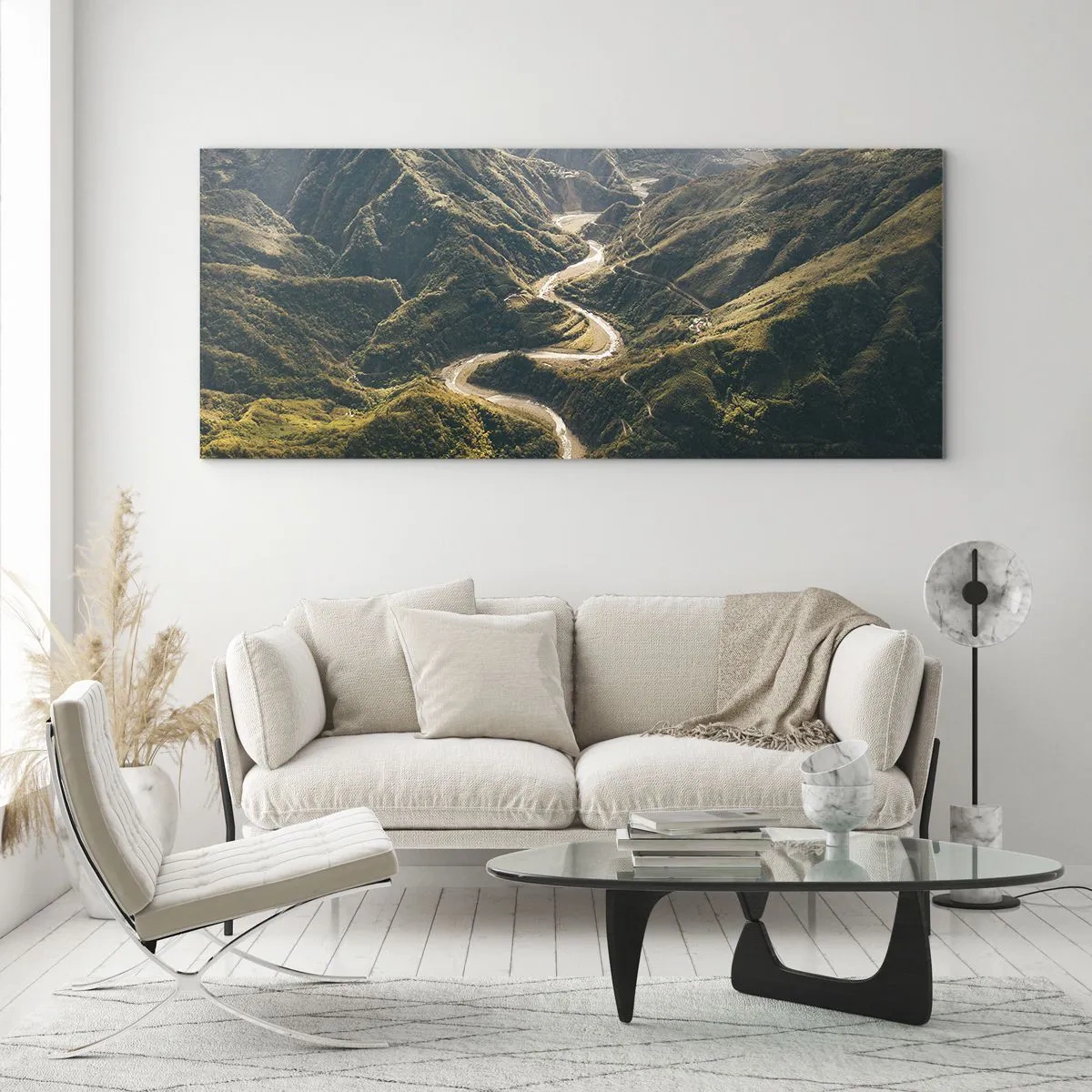 Quadro em vidro - Direto do coração das montanhas - 140x50 cm