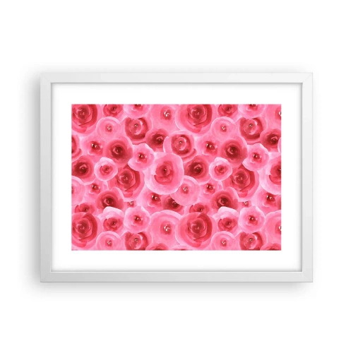 Pôster em moldura branca - Rosas acima e abaixo - 40x30 cm