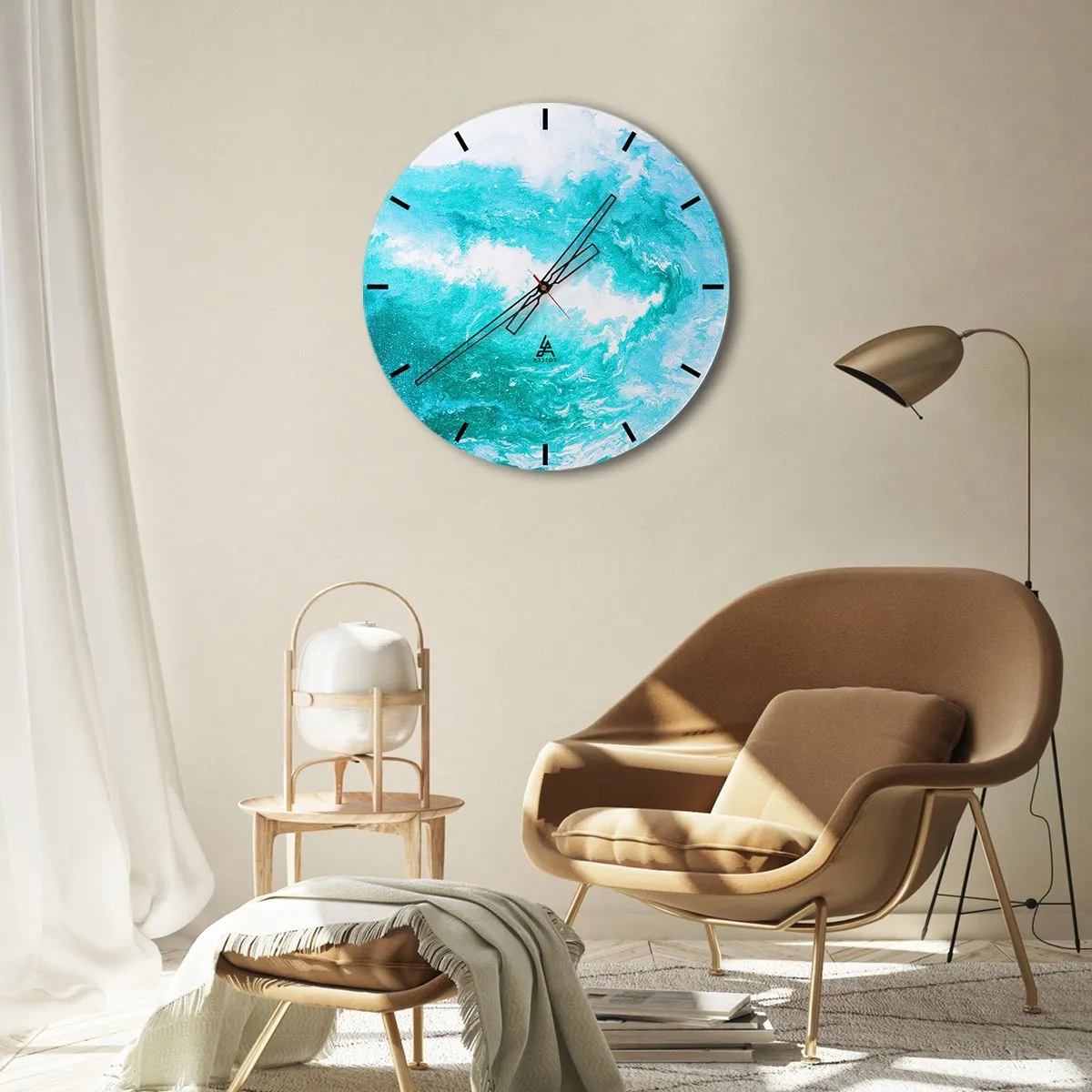 Relógio de parede - Relógio em vidro - No núcleo da água - 40x40 cm