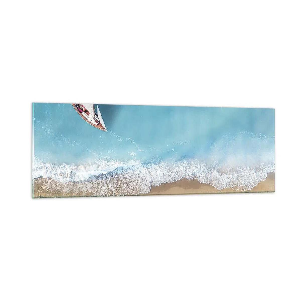 Quadro em vidro - No limite do azul e do ouro - 90x30 cm