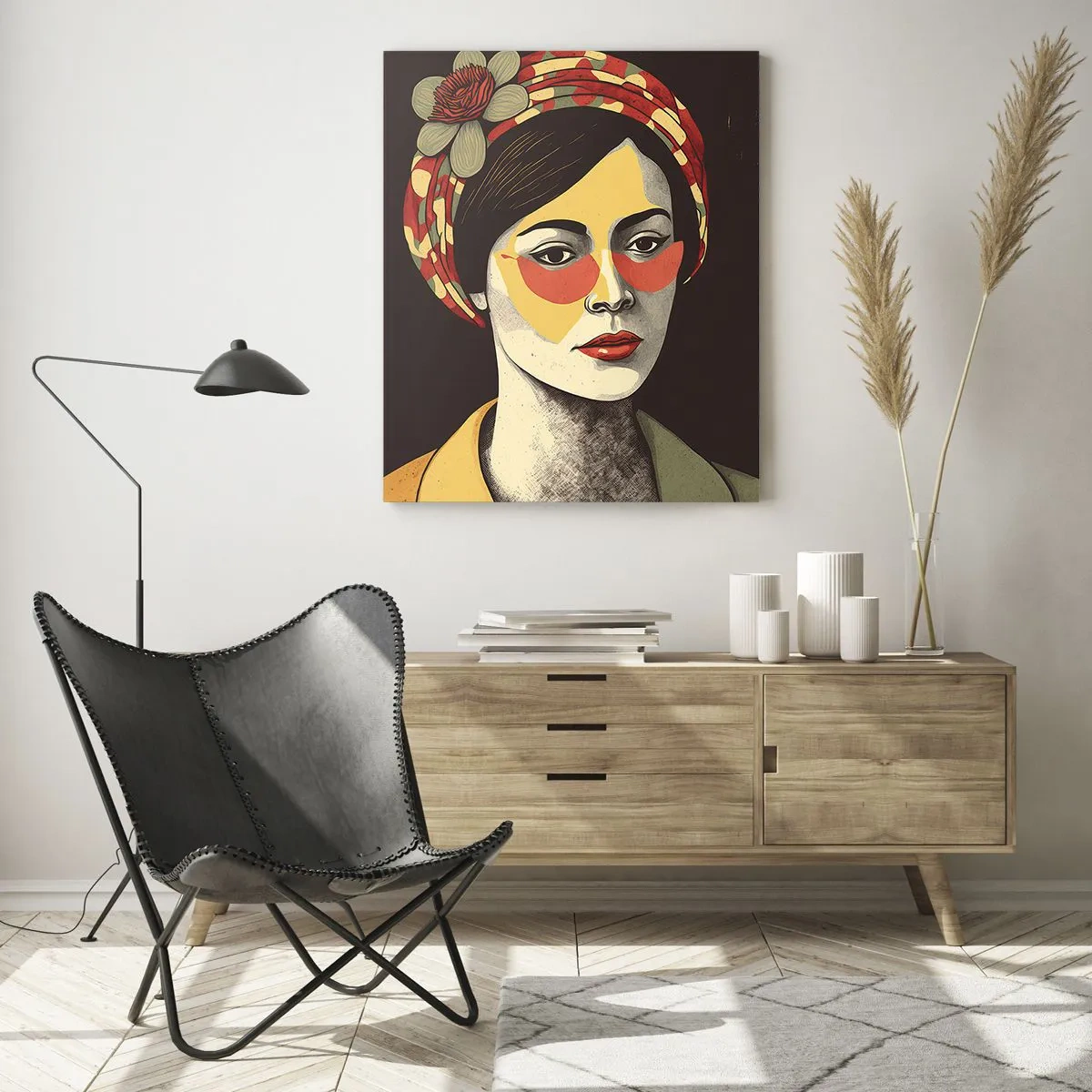 Quadro em vidro - Senhora Coral - 50x70 cm