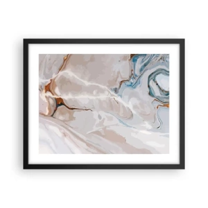 Pôster com moldura preta - Meandros azuis sob branco - 50x40 cm