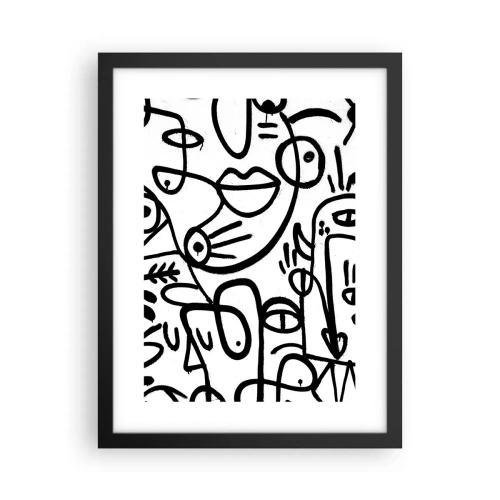 Pôster com moldura preta - Rostos e miragens - 30x40 cm