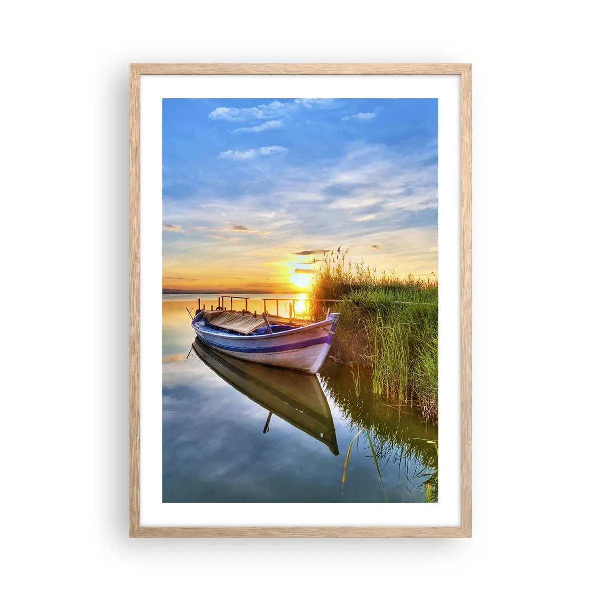Pôster com moldura de carvalho claro - Enseada de sonhos realizados - 50x70 cm