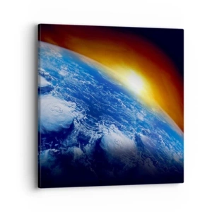 Quadro em tela - Nascer do sol sobre o planeta azul - 40x40 cm