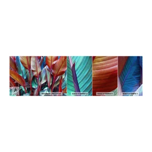 Amostra de papel de parede autocolante Deluxe Sticker - Um matagal colorido - Folhas, Botânica, Boho - 100x30 cm