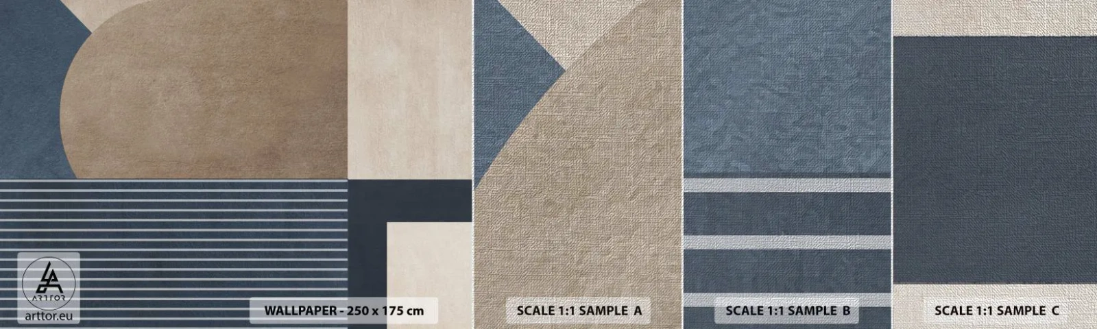 Amostra de papel de parede Premium Canvas - Uma composição de simplicidade e redondeza - Minimalismo, Abstração, Pedaço - 100x30 cm