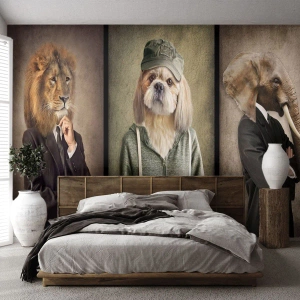 Papel de Parede Autocolante Deluxe Sticker - Prefiro relaxar - Abstração, Leão, Cachorro - 100x70 cm