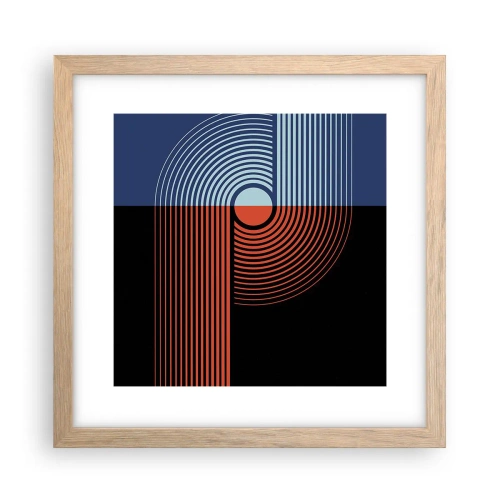 Pôster com moldura de carvalho claro - Num abraço geométrico - 30x30 cm