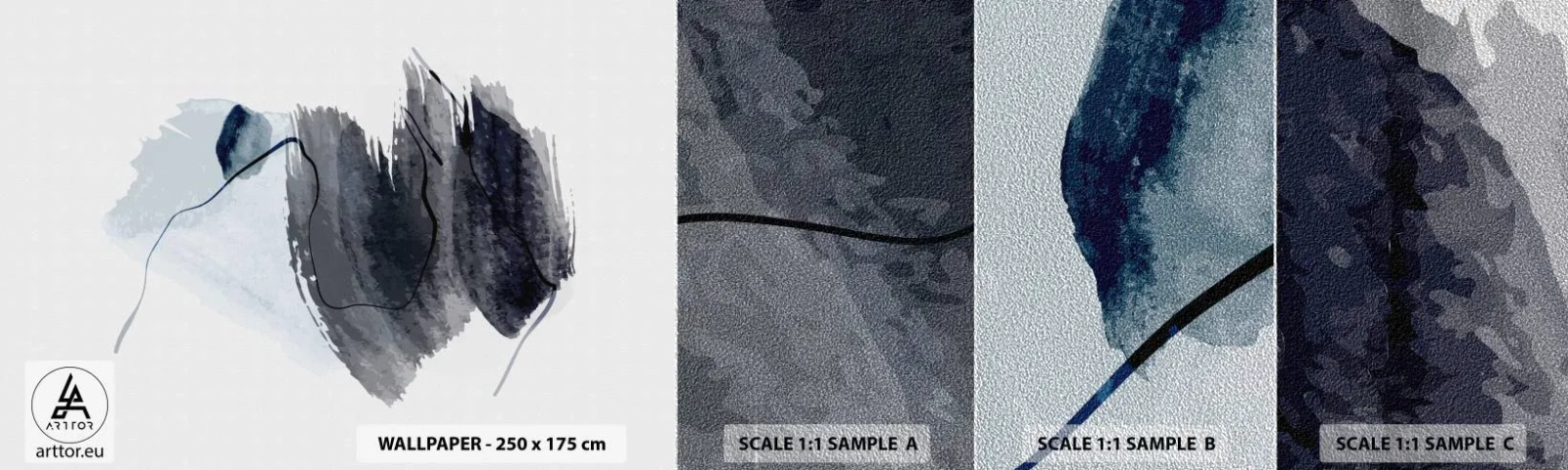 Amostra de papel de parede Premium Sand - Intensidade e movimento - Abstração, Pedaço, Pintura - 100x30 cm