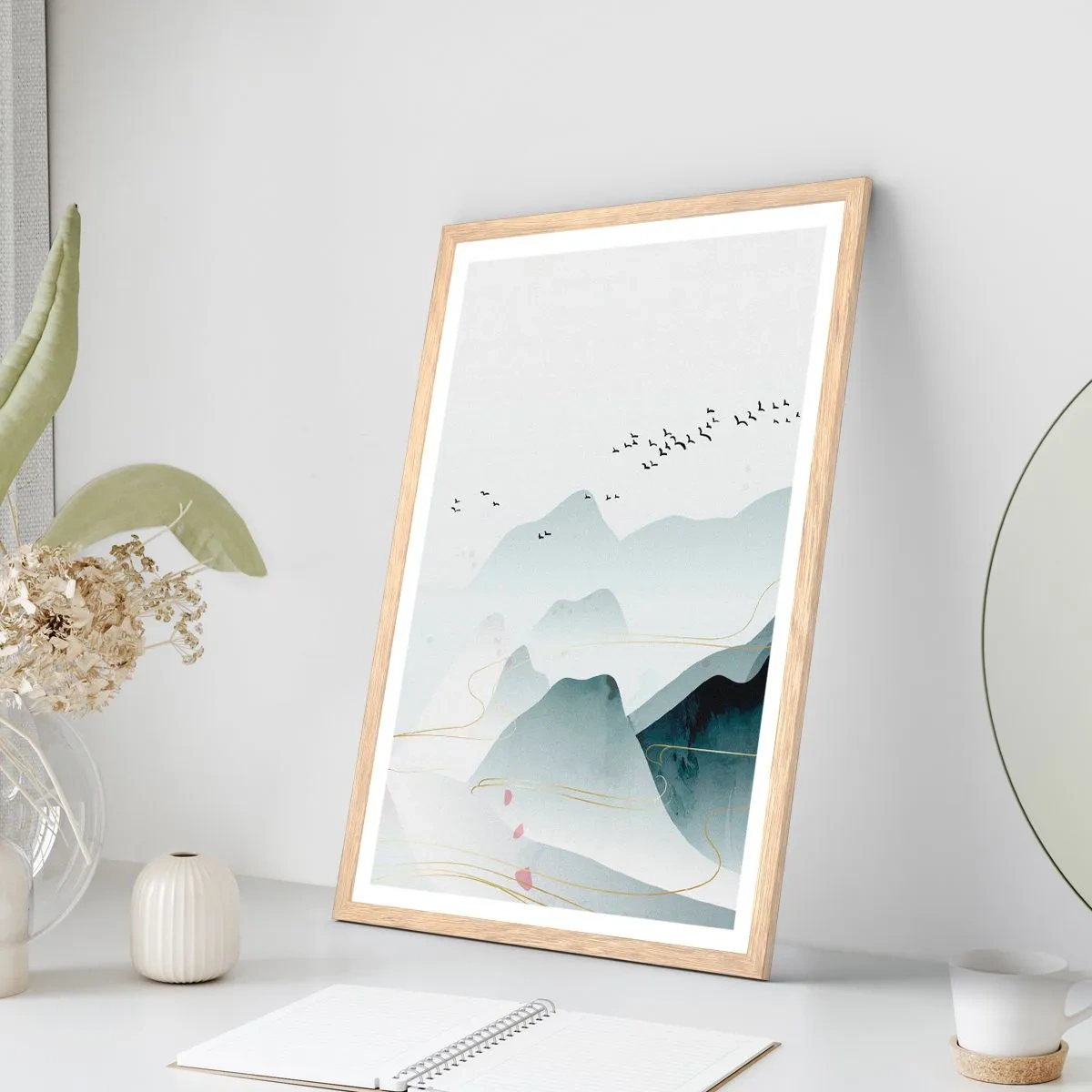 Pôster com moldura de carvalho claro - Acima dos picos - 61x91 cm
