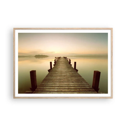Pôster com moldura de carvalho claro - Antes do amanhecer, nascer do sol, luz - 100x70 cm