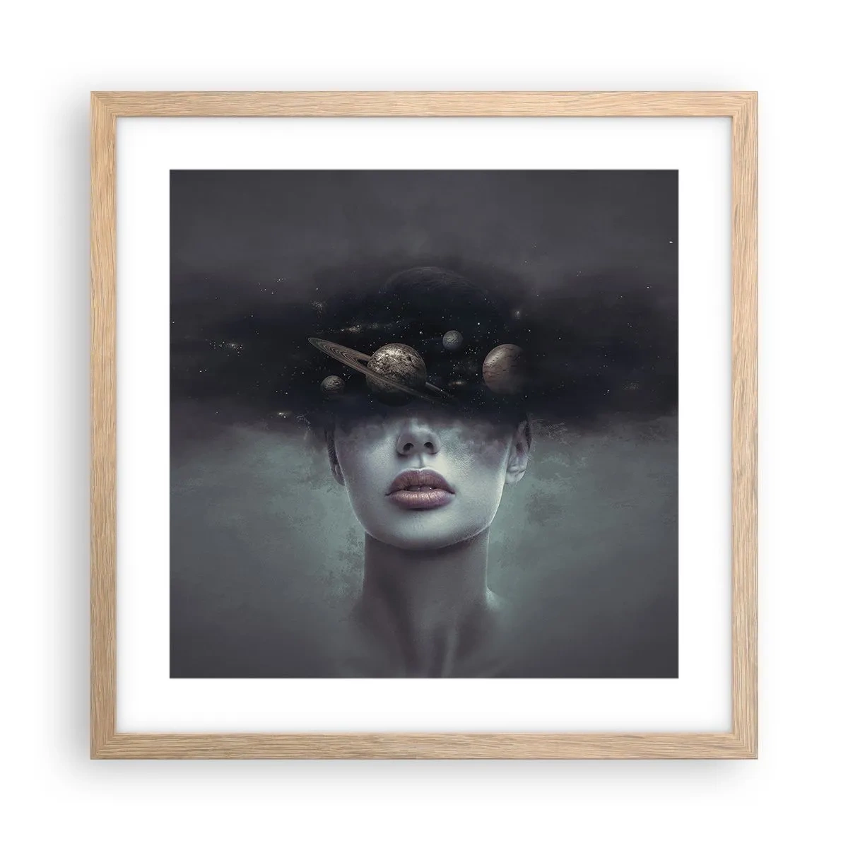 Pôster com moldura de carvalho claro - E os planetas estão a enlouquecer... - 40x40 cm