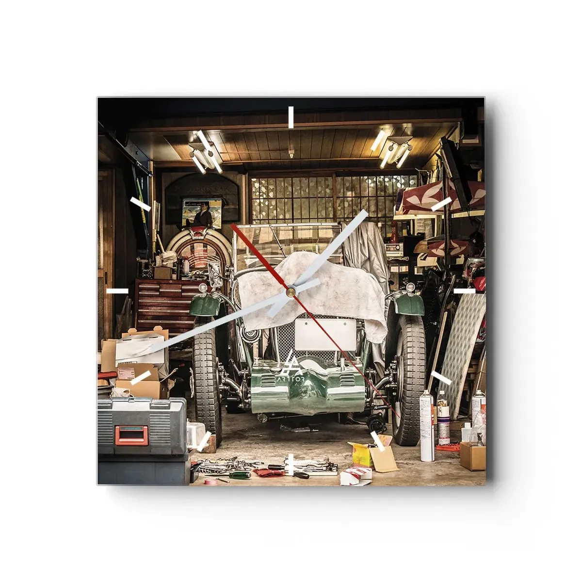 Relógio de parede - Relógio em vidro - De volta ao passado - 40x40 cm