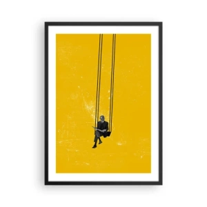 Pôster com moldura preta - Gráfico minimalista com um personagem em um balanço - 50x70cm - Dia como todos os dias - Decoração de parede moderna para a sala de estar e quarto ARTTOR