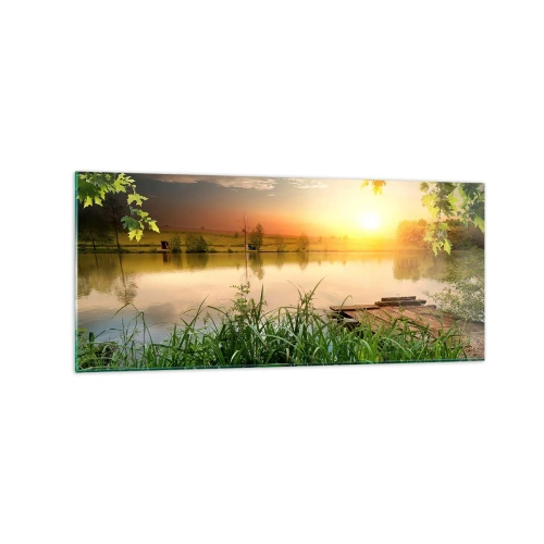 Quadro em vidro - Paisagem em uma moldura verde - 120x50 cm