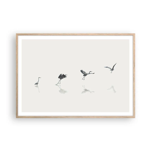 Pôster com moldura de carvalho claro - Quatro passos simples - 100x70 cm