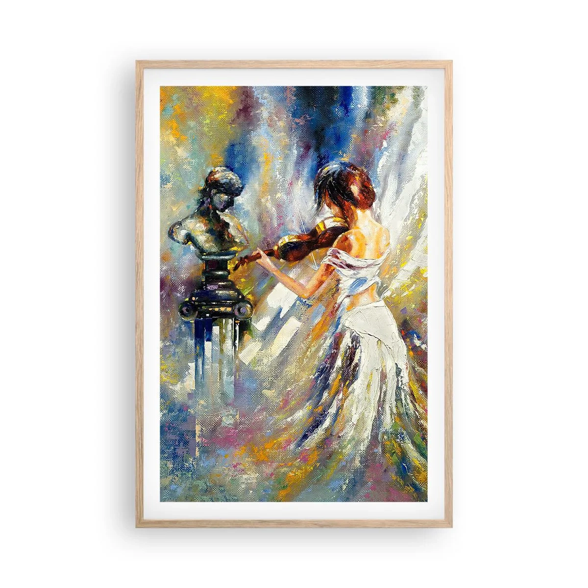 Pôster com moldura de carvalho claro - Ożywić uczuciem - 61x91 cm