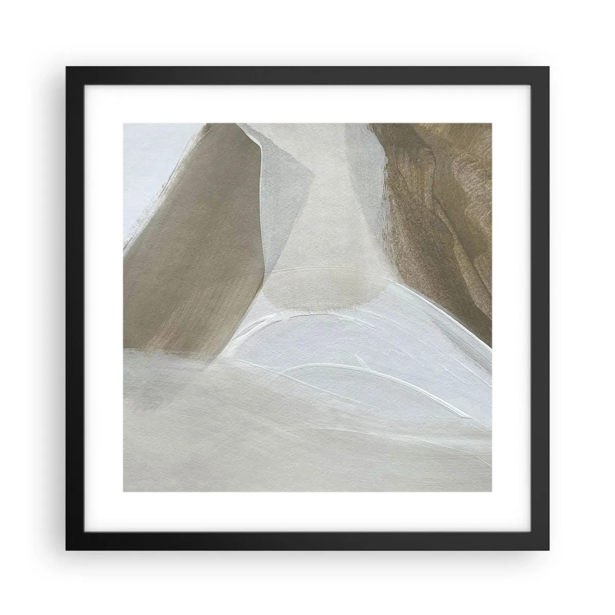 Pôster com moldura preta - Uma onda de branco - 40x40 cm