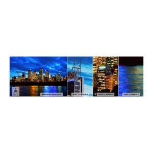 Amostra de papel de parede Premium Canvas - Uma noite de luzes e cores - Cidade, Sidney, Arquitetura - 100x30 cm