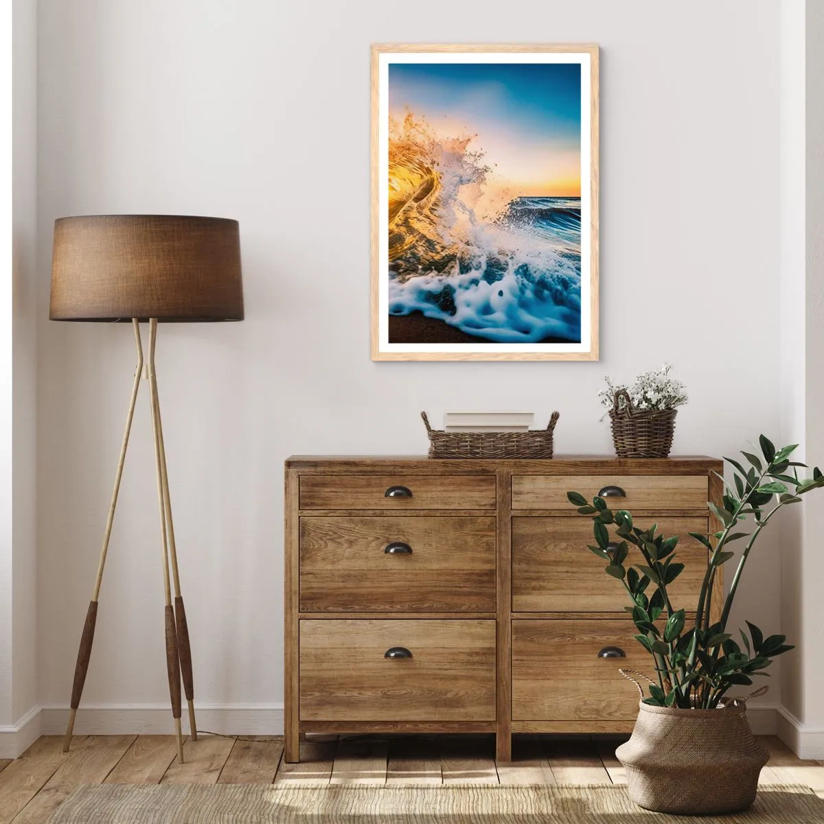 Pôster com moldura de carvalho claro - Diversão na areia - 61x91 cm