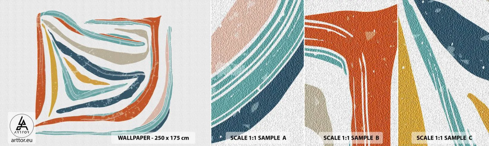 Amostra de Papel de Parede Standard Eco - Abstração com um sorriso amigável - Boho, Pedaço, Moderno - 100x30 cm