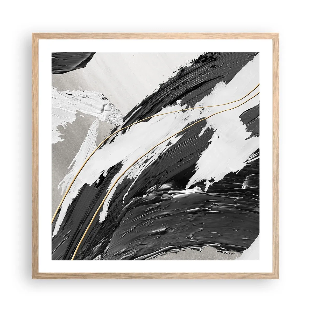 Pôster com moldura de carvalho claro - Abstração em grande escala - 60x60 cm