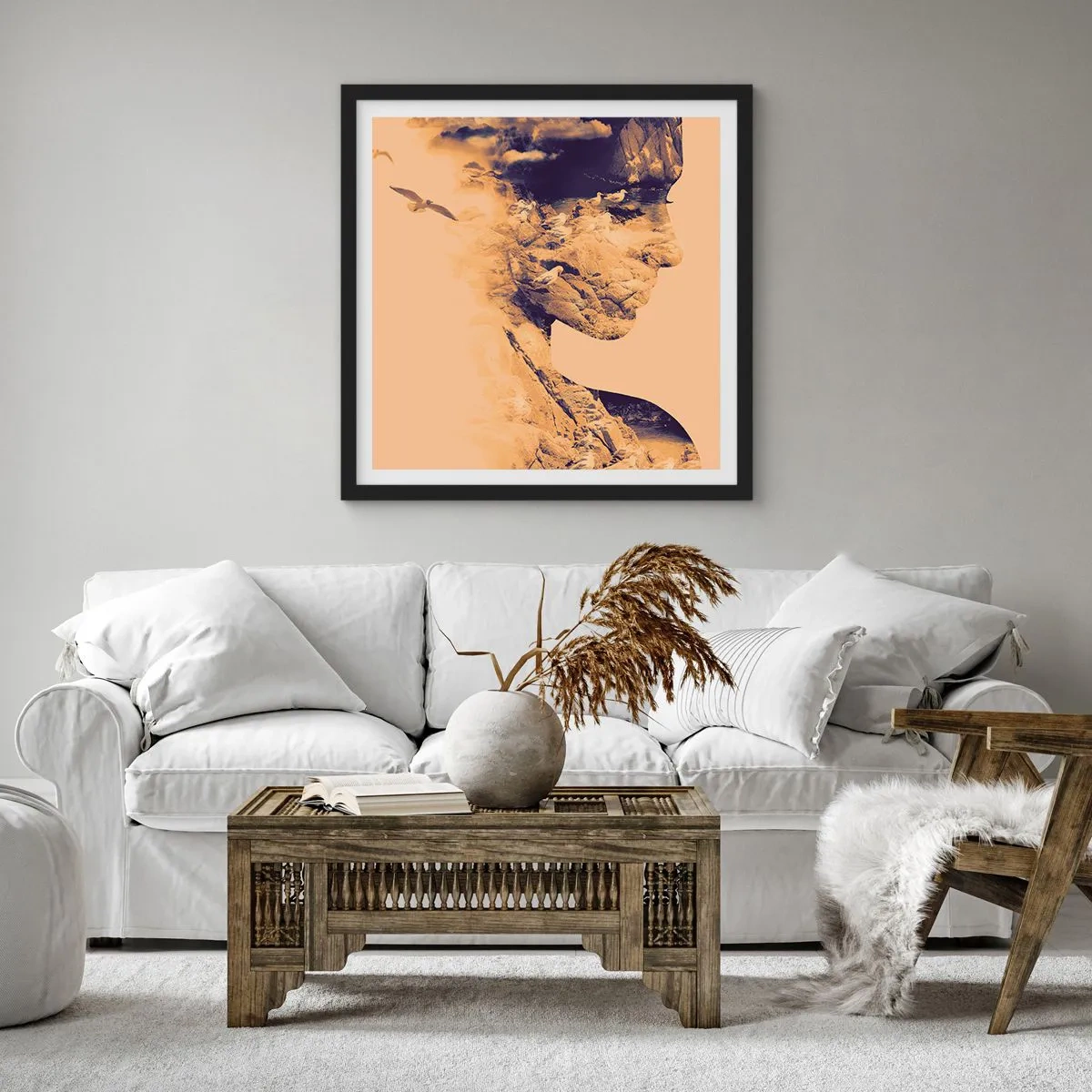 Pôster com moldura preta - Linda por natureza - 60x60 cm