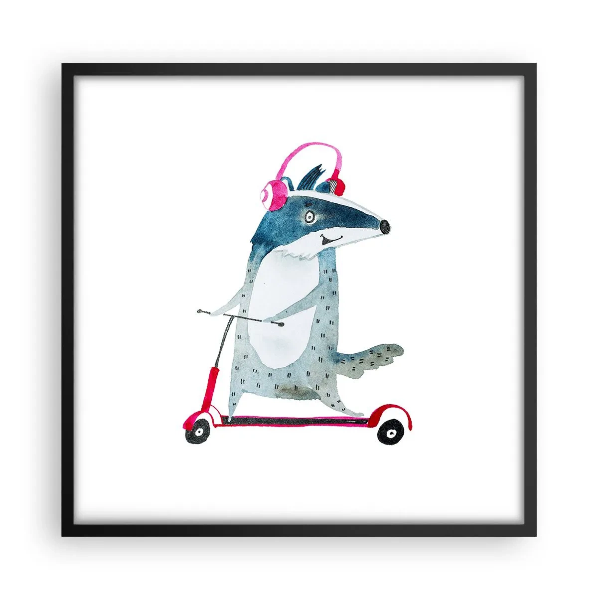 Pôster com moldura preta - A alegria do texugo - 50x50 cm