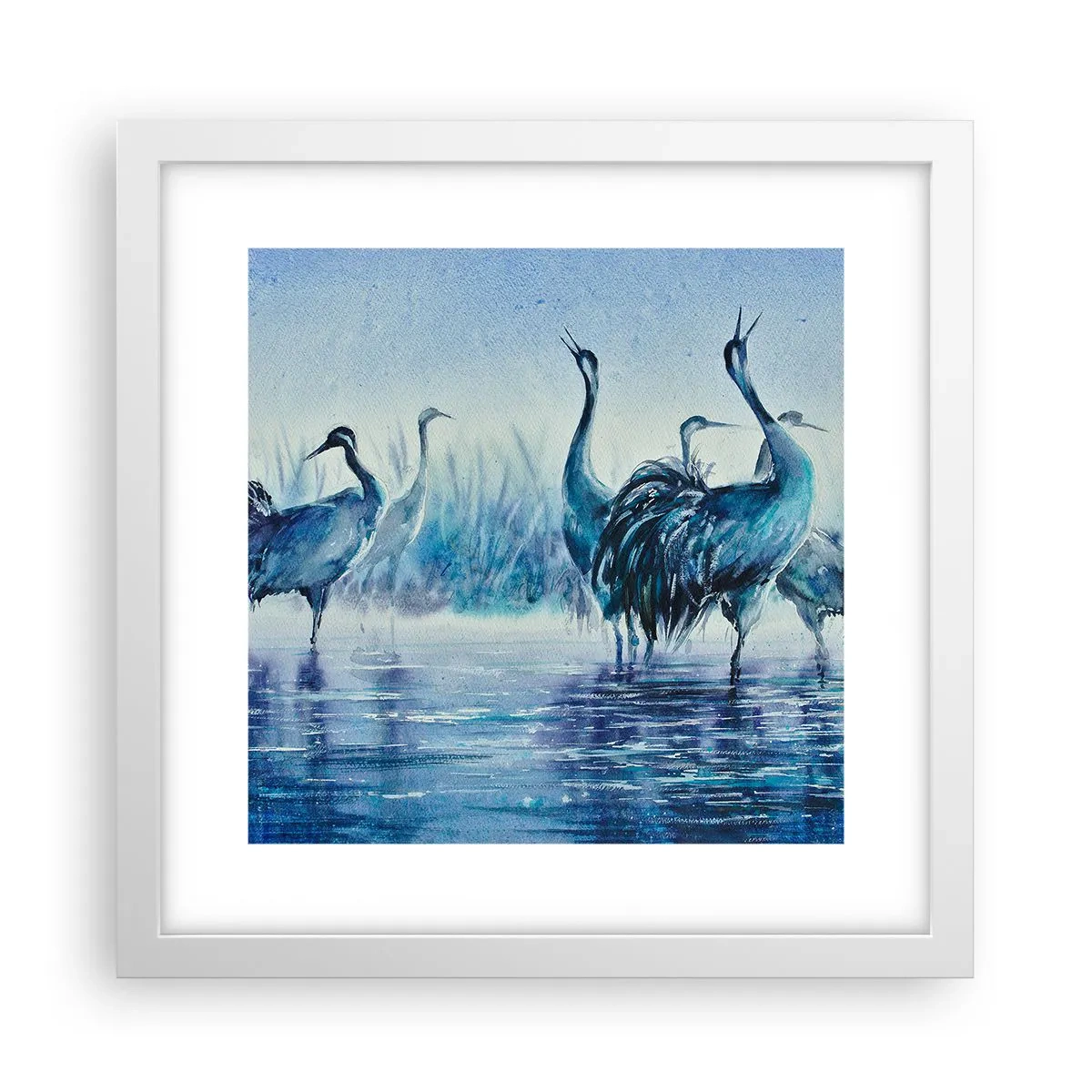 Pôster em moldura branca - Reunião matinal - 30x30 cm