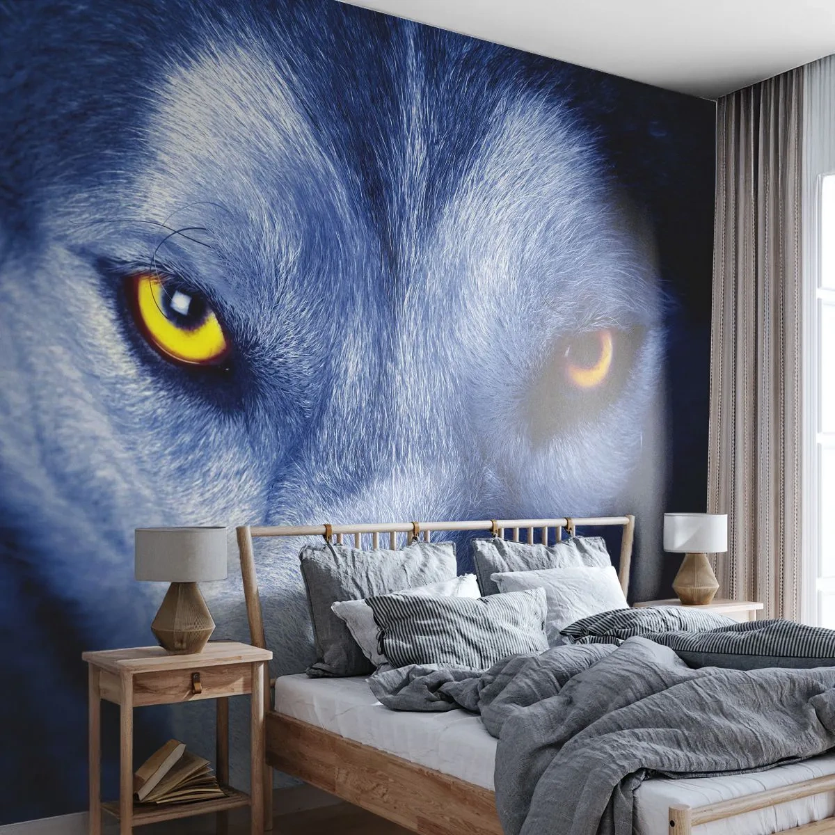 Papel de parede personalizado Premium Canvas - Olhar hipnotizante - Animais, Lobo, Olhos