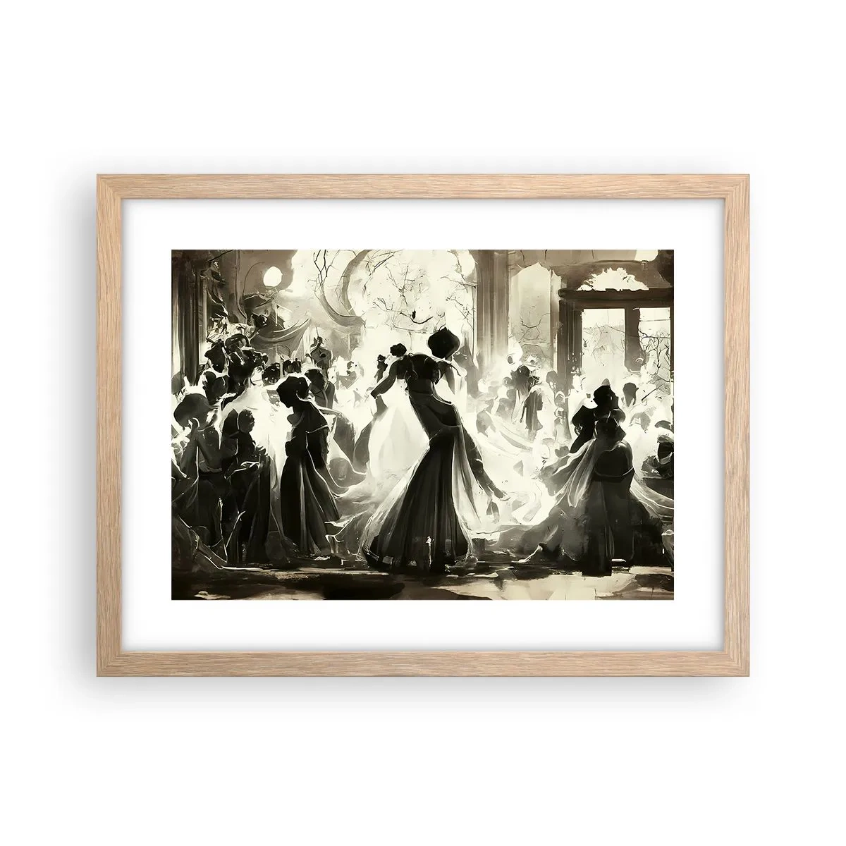 Pôster com moldura de carvalho claro - O grande baile de máscaras - 40x30 cm