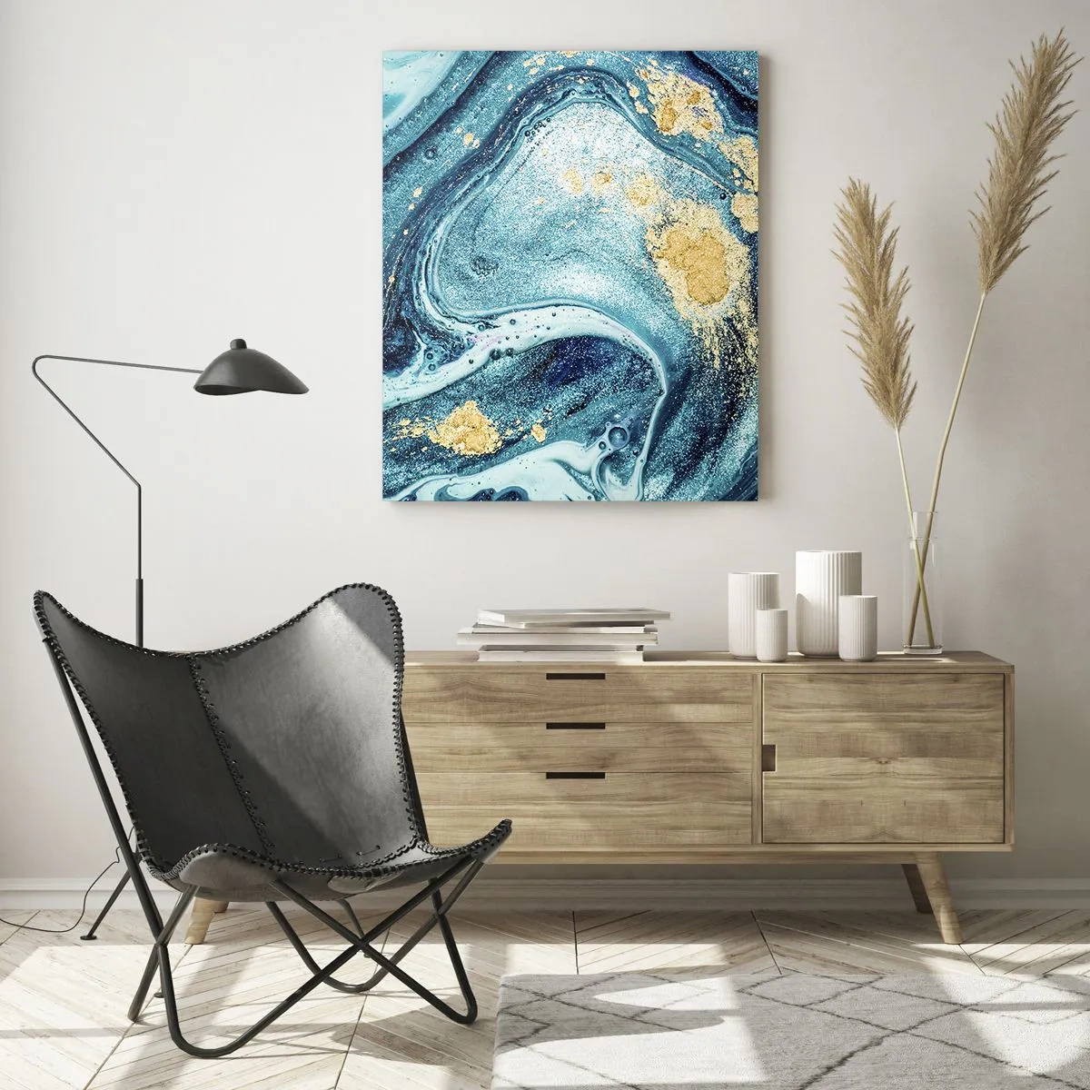 Quadro em vidro - Redemoinho azul - 70x100 cm