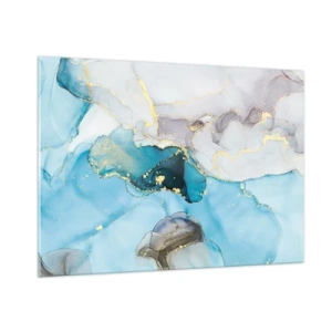 Quadro em vidro - Estudo do encontro do cinza e turquesa - 100x70 cm