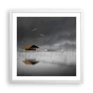 Pôster em moldura branca - Abrigo da chuva - 50x50 cm