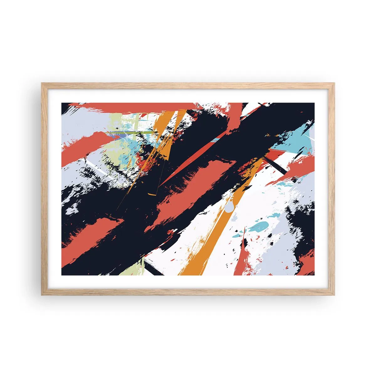 Pôster com moldura de carvalho claro - Composição dinâmica - 70x50 cm