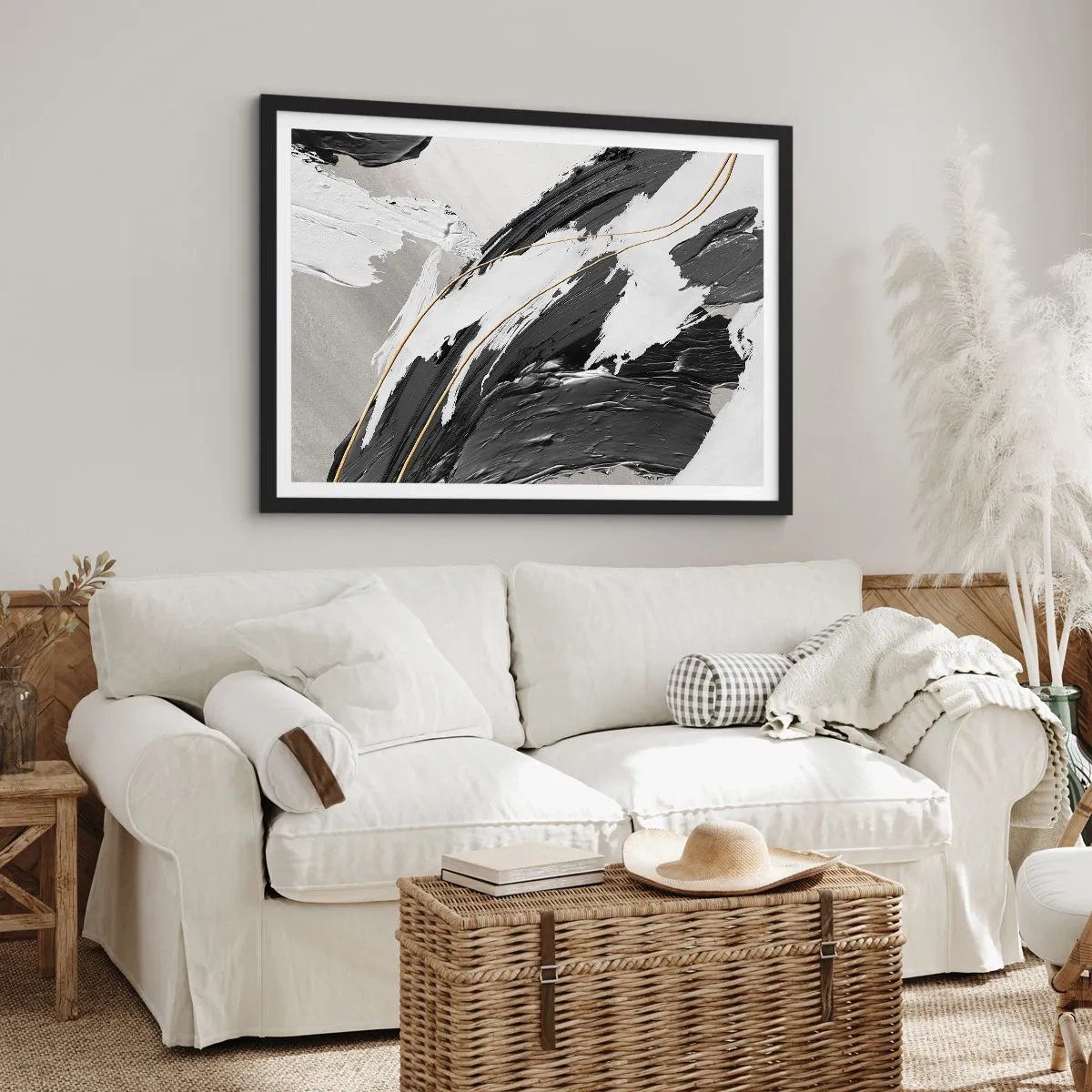 Pôster com moldura preta - Abstração em grande escala - 100x70 cm