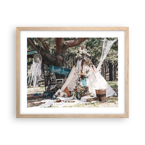 Pôster com moldura de carvalho claro - Make love… - 50x40 cm