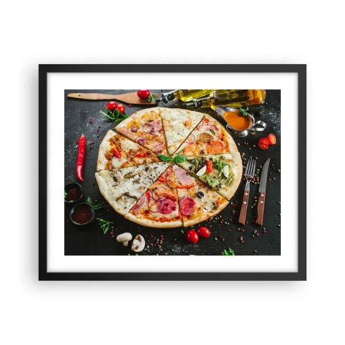 Pôster com moldura preta - Gama de sabores - 50x40 cm
